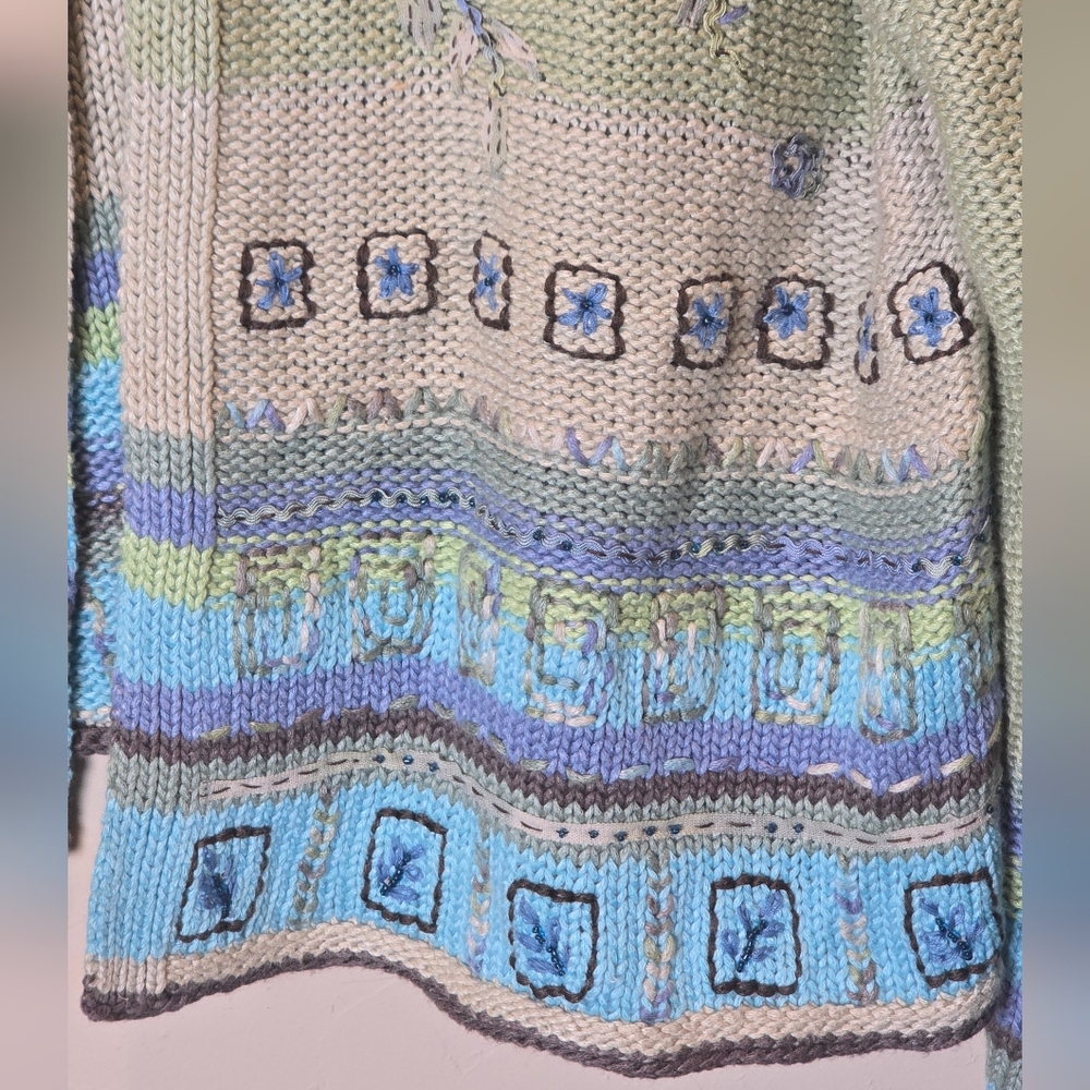 Vintage Sigrid Olsen Sport Women's Green and Blue Patterned Sweater NWT - Picture 2 of 7